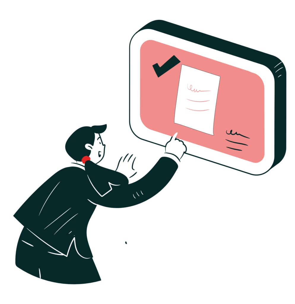 Illustration d’un utilisateur validant un document numérique symbolisant la gestion simplifiée de la paie des intermittents